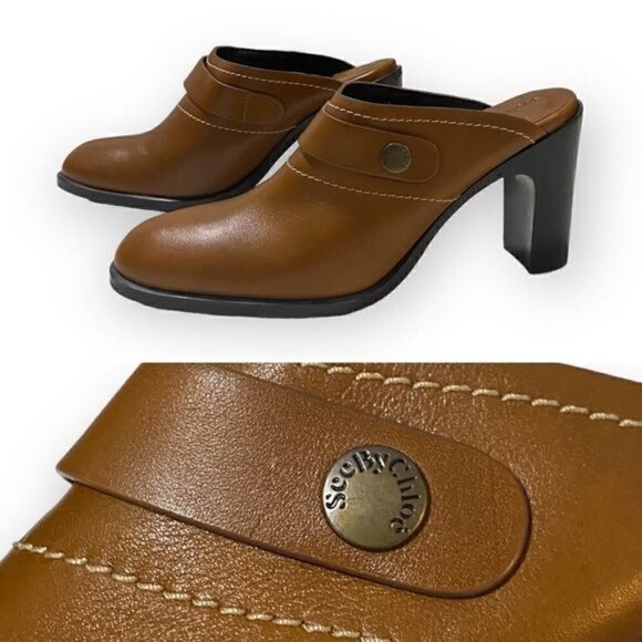 New in box, See‎ by Chloe Annia Brown Leather Mule Clog, Size 41EU - Picture 10 of 16